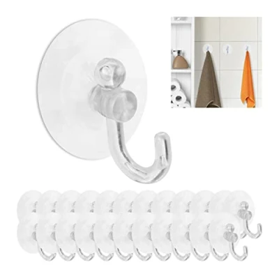 Afbeelding van Relaxdays ophanghaken met zuignap 24 stuks set handdoekhaken keukenhaken haakjes