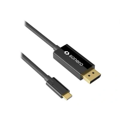 Image de Sonero Câble vidéo/audio USB C mâle pour DisplayPort 2 m double blindage noir rond support 4K