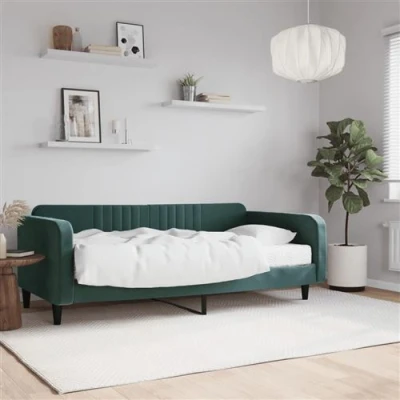 Afbeelding van vidaXL Slaapbank met matras 100x200 cm fluweel donkergroen