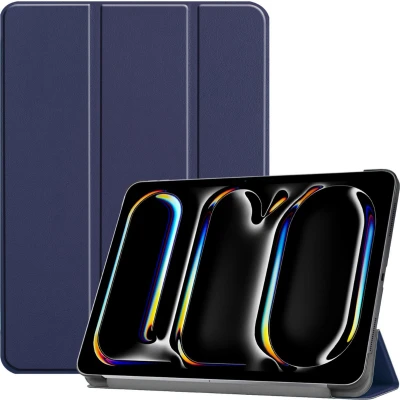 Afbeelding van Case2go Tablet hoes geschikt voor Apple iPad Pro 13 (2024) Tri fold Auto/Wake functie Donker Blauw