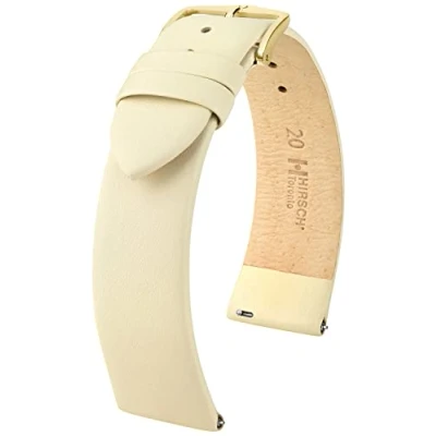 Afbeelding van HIRSCH Toronto Italiaanse kalfsleer horlogeband, klassiek, elegant, voor dames en heren, Beige, Riem