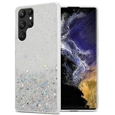 Afbeelding van Cadorabo Hoesje geschikt voor Samsung Galaxy S22 ULTRA in Transparant met Glitter Beschermhoes van flexibel TPU silicone fonkelende glitters Case Cover Etui