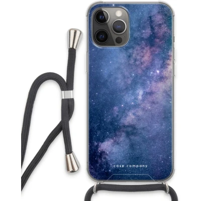 Afbeelding van Case Company® hoesje met Koord geschikt voor iPhone 13 Pro Max Nebula Telefoonhoesje Zwart Extra Bescherming aan alle Kanten en Over de Schermrand