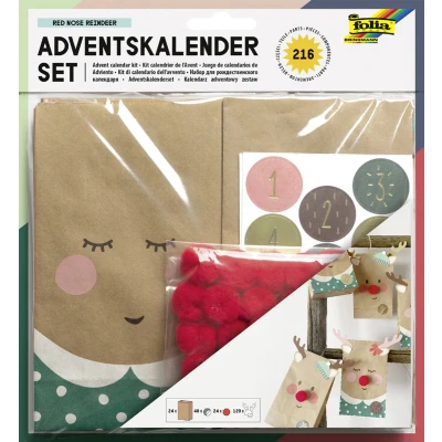 Afbeelding van Folia Adventskalender Red Nose Reindeer, Knoppen, Klem, Rood
