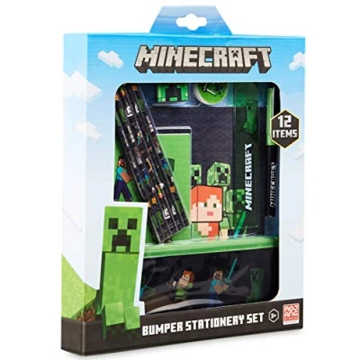 Afbeelding van Minecraft briefpapierset, terug naar schoolbenodigdheden, notebook en etuiset, officiële merchandise
