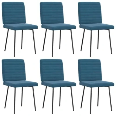 Afbeelding van vidaXL Eetkamerstoelen 6 st fluweel blauw