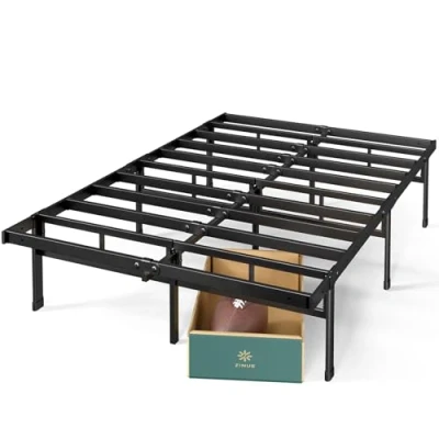 Afbeelding van Zinus Justin bed 160x190 cm Bedframe 36 hoog met opbergruimte onder het platform van metaal Zwart