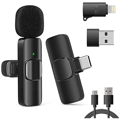 Afbeelding van VOVIGGOL USB C Draadloze stropdasmicrofoon voor iPhone iPad Android en computer, mini microfoon, smartphone, draagbaar, stropdas video opname, YouTube, TikTok, Facebook, podcast, blog