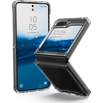 Afbeelding van Urban Armor Gear Plyo Case Backcover Samsung Galaxy Z Flip5 Ice, Transparant Stootbestendig, Inductieve lading
