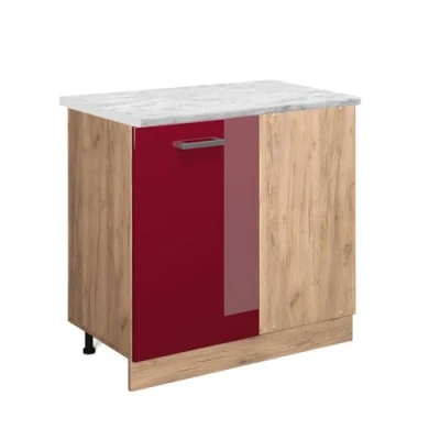 Afbeelding van Vicco Hoekkast R Line, Bordeauxrode hoogglans/Krachtige eik goud, 86 cm WB Marmer