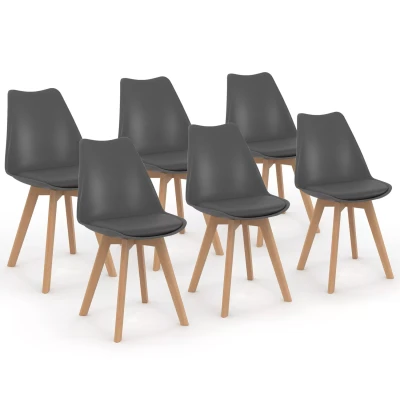 Image de Lot de 6 chaises scandinaves SARA gris foncé pour salle à manger
