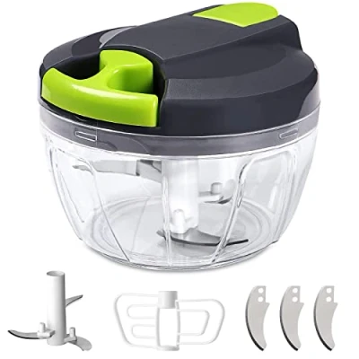Afbeelding van Handmatige mini hakmolen, 520 ml, ui en mixer, handmatig, met hulpsysteem, uiensnijder, keuken, voor ui, knoflook, vlees, babyvoeding