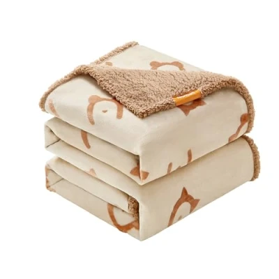 Afbeelding van Feandrea Hondendeken, waterafstotend, fleece en flanel, voor grote honden, katten, 229 x 203 cm, maat XXXL, machinewasbaar, omkeerbaar, bescherming bank, bed, beige PPB090K01