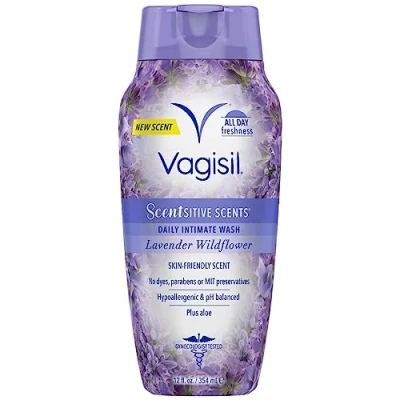 Afbeelding van Vagisil Scentsitive Scents Vrouwelijke dagelijkse intieme reiniger voor vrouwen, plus aloë, frisheid de hele dag, hypoallergeen, huidvriendelijk, wilde lavendelgeur, 354 ml (verpakking kan