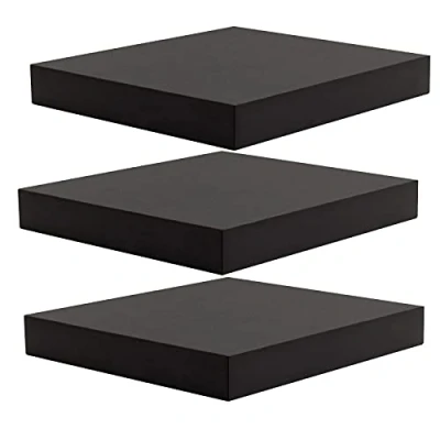 Afbeelding van WOLTU RG9371sz 3 Set van zwevende houten wandplanken MDF, zwart, voor woonkamer, keuken, slaapkamer, badkamer enz