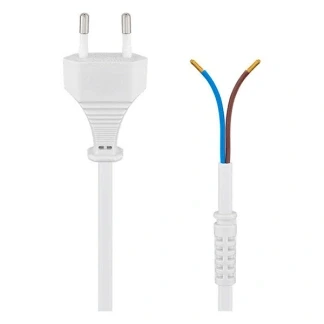 Afbeelding van CEE 7/16 2 aderig open eind stroomkabel met trekontlasting 2x 0,75mm / wit 1,5 meter