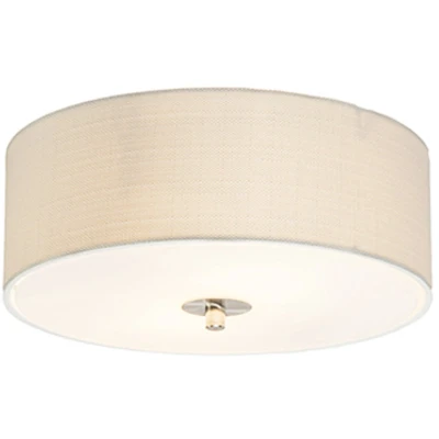Afbeelding van QAZQA Landelijke plafondlamp witcrème 30 cm Drum Jute