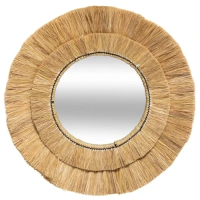 Afbeelding van Zonnespiegel SAFARI, met rieten frame, Ø 57 cm