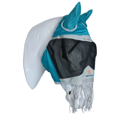 Afbeelding van Shires Vliegenmasker Met Oren &amp; Neus Franje Mesh Teal XFull