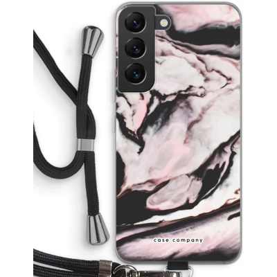 Afbeelding van Case Company® hoesje met Koord geschikt voor Samsung Galaxy S22 Roze stroom Telefoonhoesje Zwart Bescherming aan alle Kanten en Over de Schermrand