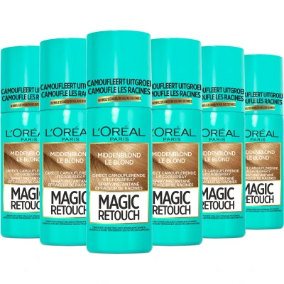 Afbeelding van 6x L&#039;Oréal Magic Retouch Uitgroeispray Middenblond 75 ml
