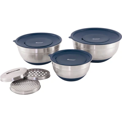 Afbeelding van Outwell Chef Kommenset Met Deksels En Raspen Silver Blauw Keukengerei
