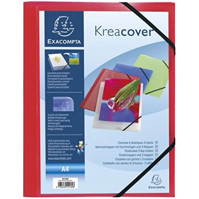 Afbeelding van Exacompta 55185E Map met 3 elastische kleppen, polypropyleen, A4, rood, 5 stuks