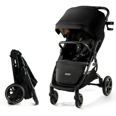 Afbeelding van Kinderkraft MITZY Kinderwagen Geschikt tot 27 kg XL Zitplaats Volledige Vering Lichtgewicht en Compact Vouwbaar UPF50+ Waterdichte Kap Ventilatiepaneel 360 Draaiwielen Met Moskitonetten Bekershouder Zwart