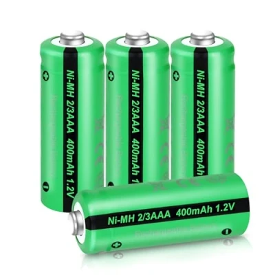 Afbeelding van Oplaadbare NiMH batterijen, 1,2 V, 2/3 AAA (niet AAA), 400 mAh, voor zonnelampen, 6 stuks, (2/3AAA is korter dan een batterij)