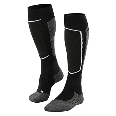 Afbeelding van FALKE SK2 Wool Skisokken anti blaren, medium padding merinowol wintersportsokken heren zwart Maat 39 41