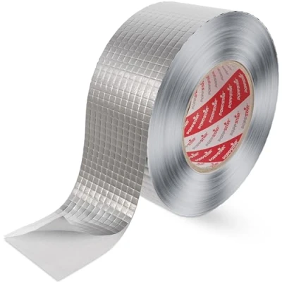 Afbeelding van Poppstar Aluminium plakband (50 m x 48 mm) versterkt met glasvezel voor isolatie en leidingen, hittebestendig stoombarrière