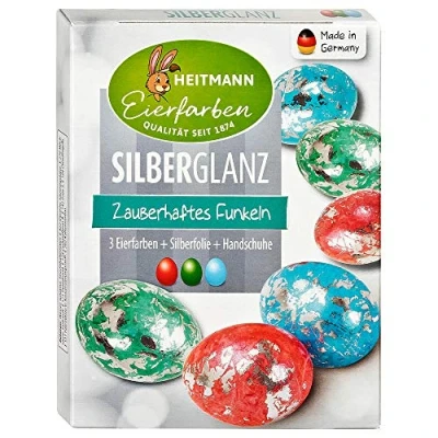 Afbeelding van Heitmann 3 stuks glanzende zilveren eikleuren koude kleuren fonkelend paasnest voor het beschilderen van paaseieren