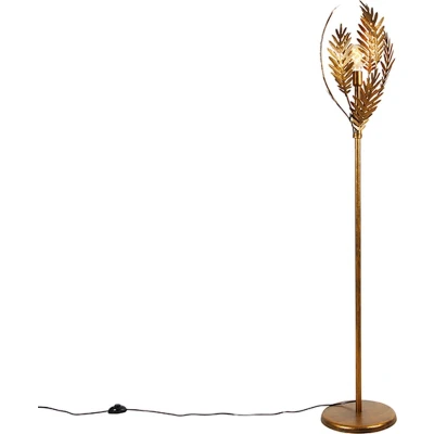 Afbeelding van QAZQA Vintage vloerlamp goud 70 cm Botanica