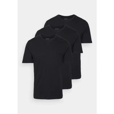 Afbeelding van Hugo Boss t shirt v hals 3 pack zwart uni 100% katoen S