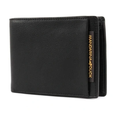 Afbeelding van MANDARINA DUCK Leren Portemonnee Dual Wallet with Flap Black Zwart