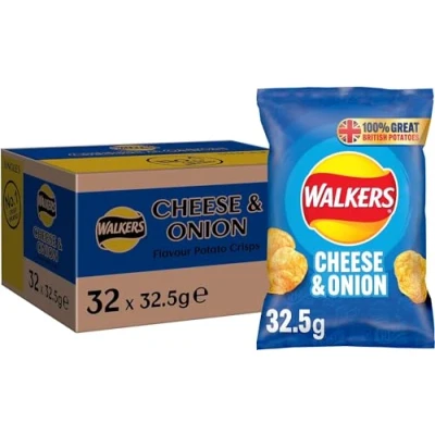 Afbeelding van Walkers Kaas en uienchips 32 x 32,5 g (groothandel doos)