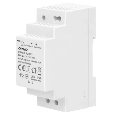 Afbeelding van ORNO PSU 1643 transformator voor DIN rail 12 VDC, 2 A, 24 W, modules