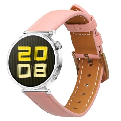 Afbeelding van kwmobile lederen horlogebandje geschikt voor Huawei Watch GT5 41mm / Pro 42mm polsband Echt leren smartwatch bandje Activity tracker horloge band in oudroze bruin