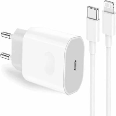 Afbeelding van iPhone oplader, 20 W USB C adapter met 2 m Lightning kabel, voor 14/13/12/11 Pro Max/Plus, iPad Pro/Air