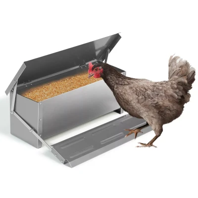 Afbeelding van Mangeoire XXL pour poules distributeur automatique à pédale en acier 10 KG