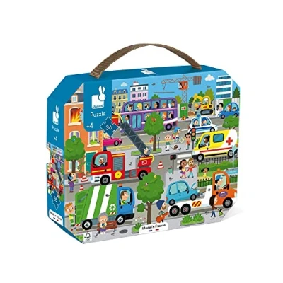 Image de Janod Puzzle Enfant City 36 Pièces Jeu Educatif Apprentissage Motricité Fine et Concentration Fabriqué en France Certifié FSC Encres Végétales Dès 4 ans, J02644