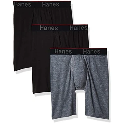 Afbeelding van Hanes Heren Comfort Flex Fit Long Leg Volledige Ondersteuning Pouch Boxershorts voor heren, 3 stuks (3 stuks), Verschillende kleuren.