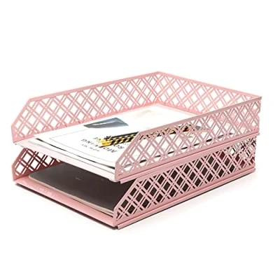 Afbeelding van Exerz Brievenbak 2 stuks stapelbare papiersorteerder / bureau organizer archieflade voor kantoor metalen opbergstandaard van draadgaas