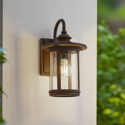 Afbeelding van Lindby buitenwandlamp Zayn, roest, glas, 33,4 cm, E27