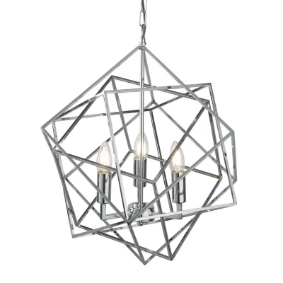 Afbeelding van Searchlight Cube Luster Ø 48 X 150 Cm Chroom