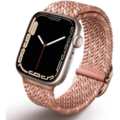 Afbeelding van Uniq Aspen Designer Edition Braided bandje voor de Apple Watch 1 / 2 3 4 5 6 7 8 9 SE 38 40 41 mm Citrus Pink