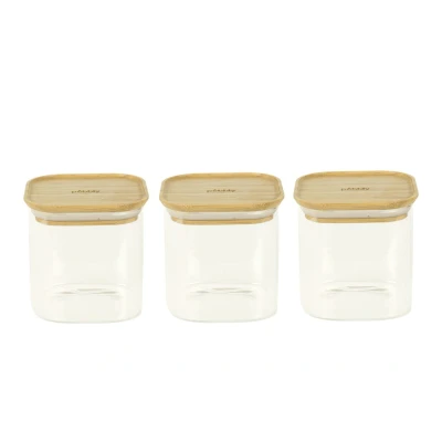 Afbeelding van Pebbly Set Of 3 Square Glass Stacking Canisters 800 Ml