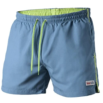 Afbeelding van Mount Swiss Dario zwembroek voor heren met zijzakken en achterzak, trendy herenzwembroek, comfortabele zwemshorts in vele kleuren, maat S 6XL, Donkergrijs