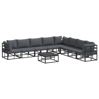 Afbeelding van vidaXL Tuinbank Set met kussen 9 pcs Zwart 70 x 32 cm Aluminium