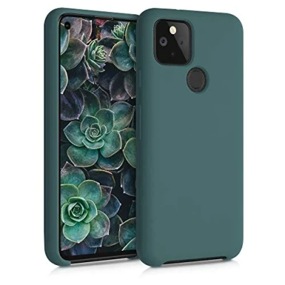 Afbeelding van kwmobile telefoonhoesje geschikt voor Google Pixel 5 Hoesje met siliconen coating Smartphone case in blauwgroen